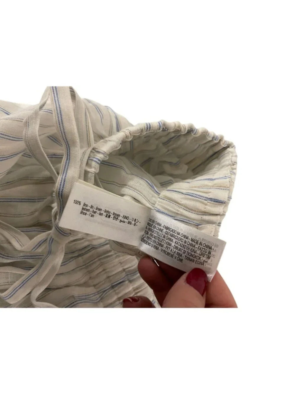 Zara ZW Womens Balloon Pants Trousers XS S White blue striped Linen 3736/249 NWT
